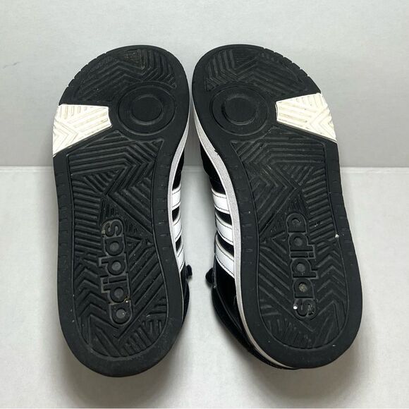 ADIDAS Hoops Mid Basketball Sneakers Kid Sz 1 Black Faux Leather Athletic Shoes - Picture 9 of 11